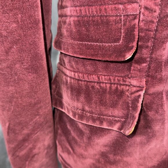 Lucky Brand Lined Handmade Burgundy Red Velour Button Up Jacket Sz MEDIUM - Picture 6 of 9